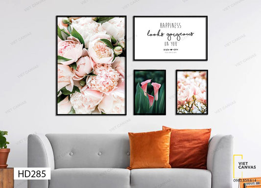 Bộ 4 Tranh Hoa Và Quotes - HD285