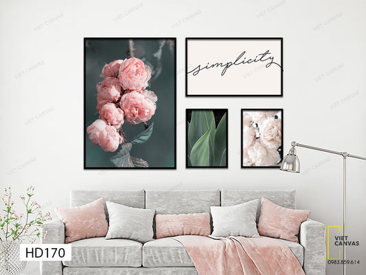 Bộ 4 Tranh Hoa Lá Và Quotes - HD170