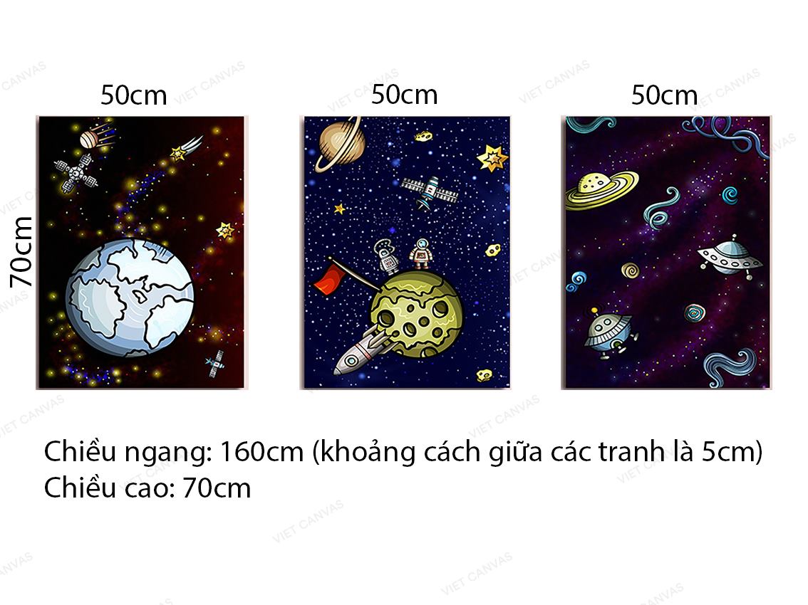 Bộ 3 Tranh Hành Tinh Vũ Trụ Huyền Bí - VZ141.3
