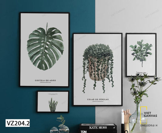 Bộ 4 Tranh Lá Cây Tươi Mát - VZ204.2