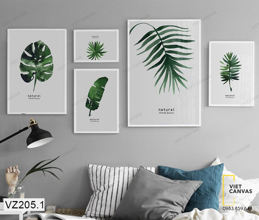 Bộ 5 Tranh Lá Cây Xanh - VZ205.1