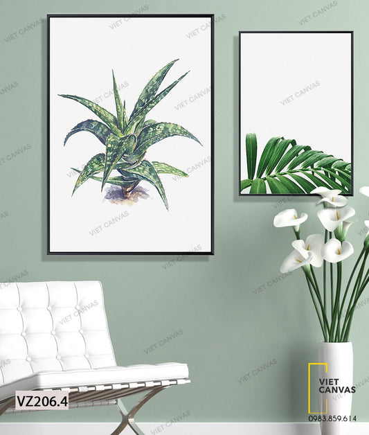 Bộ 2 Tranh Xương Rồng Và Lá Cây Xanh - VZ206.4