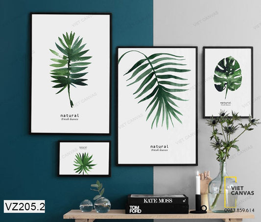 Bộ 4 Tranh Lá Cây Tươi Mát - VZ205.2
