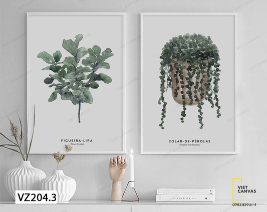 Bộ 2 Tranh Lá Cây Xanh - VZ204.3