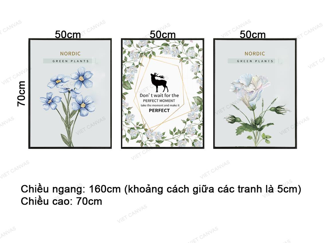 Bộ 3 Tranh Hươu Và Hoa Lá - VZ802