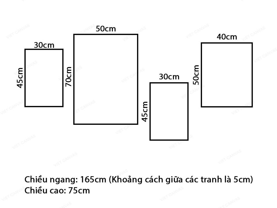 Bộ 4 Tranh Sương Phủ Núi Đồi, Thác Nước Và Quotes - VY057.3