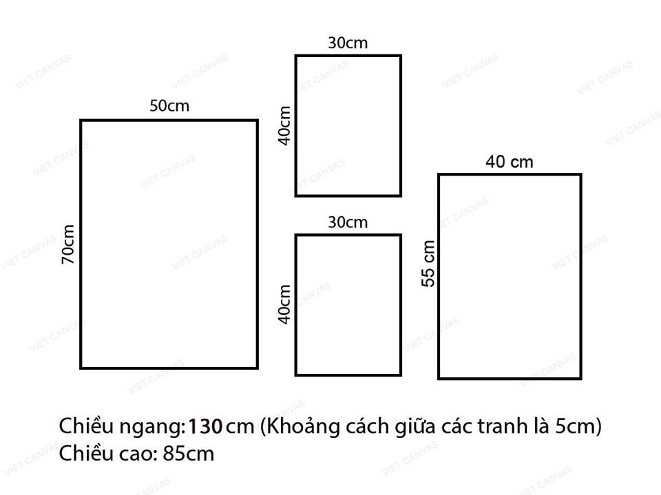 Bộ 4 Tranh Về Lá Cây Màu Xanh Và Quotes - VZ882.2