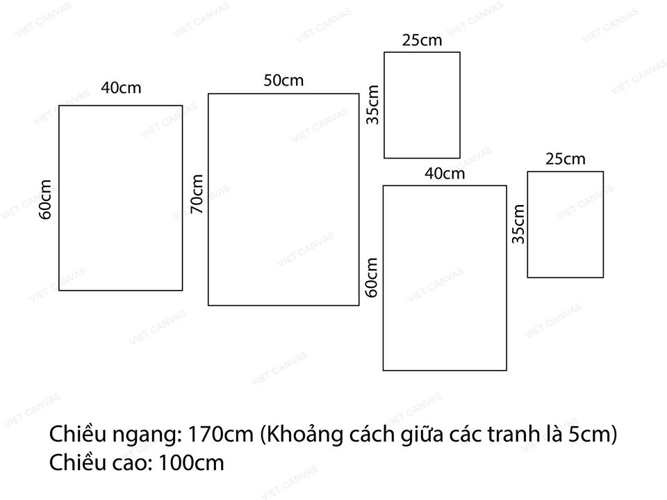 Bộ 5 Tranh Quotes Đơn Giản - VZ609.1