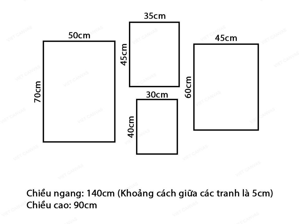 Bộ 4 Tranh Xương Rồng Và Lá Xanh - VY050.2