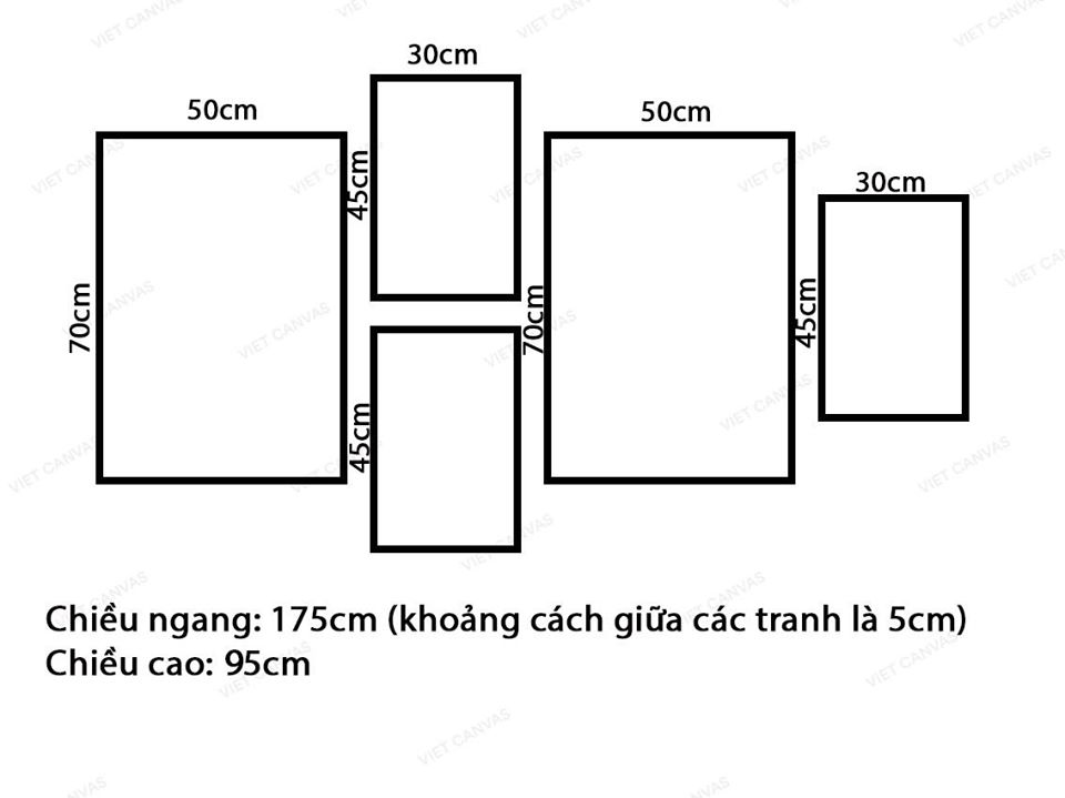 Bộ 5 Tranh Hươu, Lá Cây Và Khu Chung Cư - VZ596.1