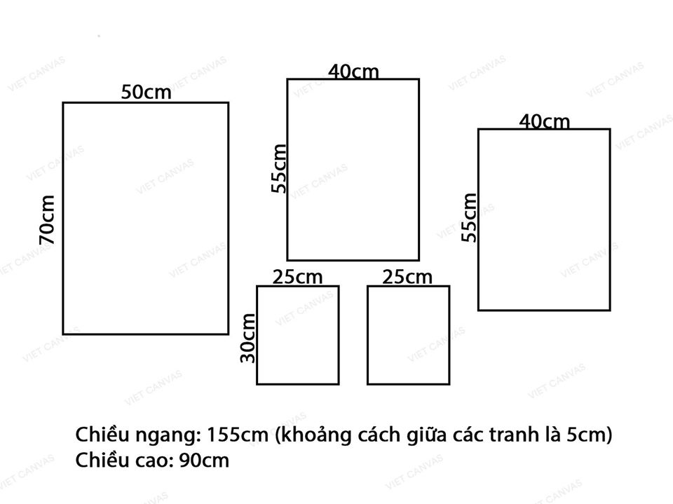 Bộ 5 Tranh Khung Cửa Sổ, Nóc Nhà Thờ, Hoa Lá Vàng Bong Bóng Vàng - VK018.3