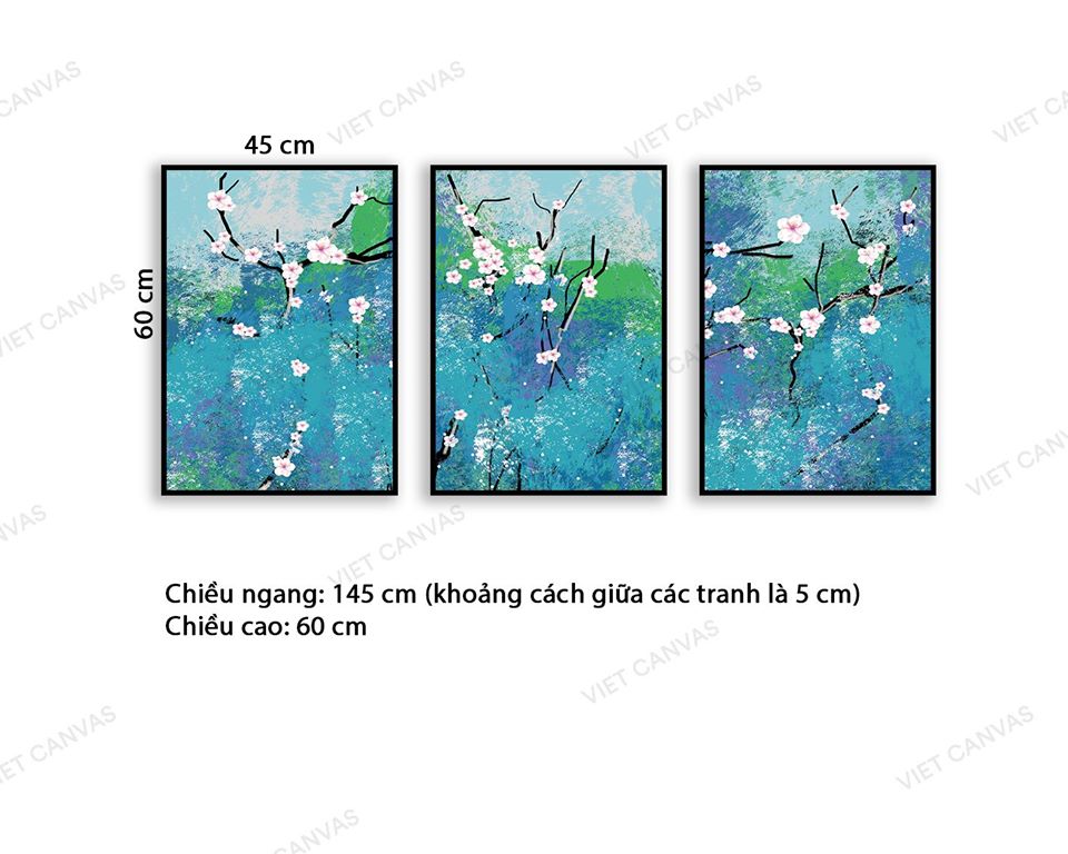 Bộ 3 Tranh Những Cánh Hoa Đào Ấn Tượng - VC855