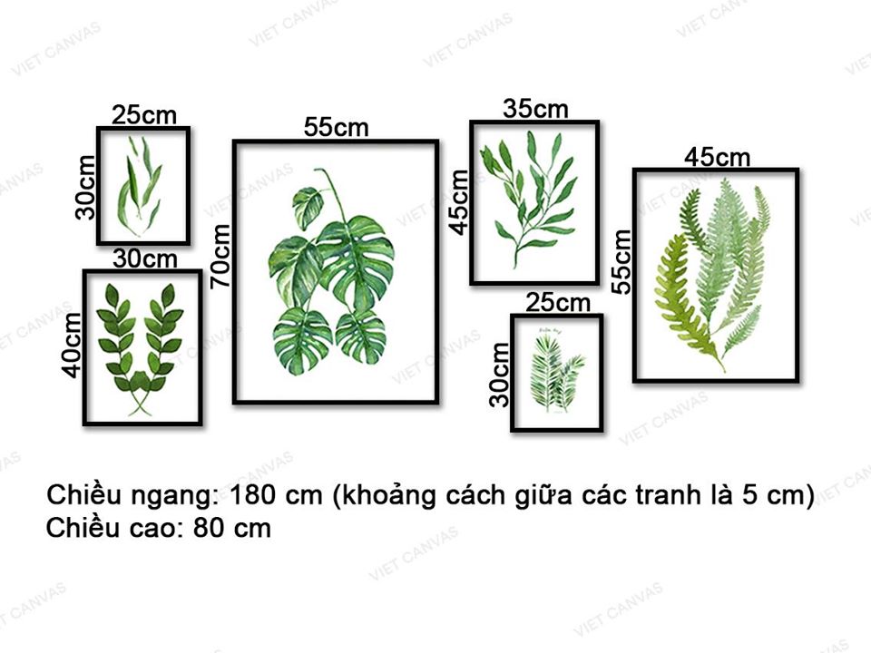 Bộ 6 Tranh Lá Cây Màu Diệp Lục - VZ481