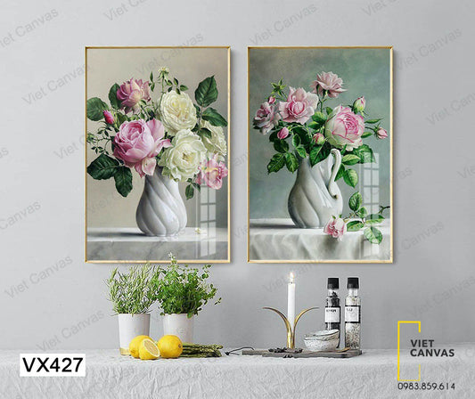 Bộ 2 Tranh Bình Hoa Hồng Nhã Nhặn - VX427