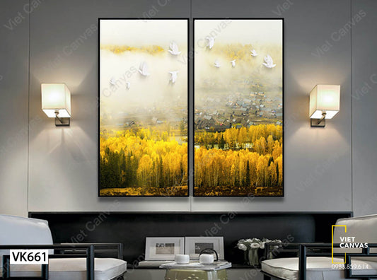 Bộ 2 Tranh Khu Rừng Lá Vàng - VK661