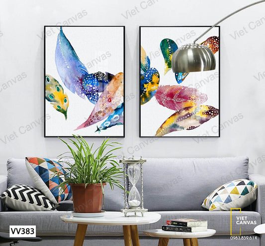 Bộ 2 Tranh Lông Vũ Sắc Màu - VV383