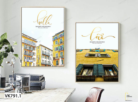 Bộ 2 Tranh Tòa Nhà Chung Cư Và Ô Cửa Sổ - VK791.1