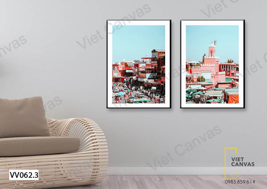 Bộ 2 Tranh Thành Phố Và Những Ngôi Nhà - VV062.3