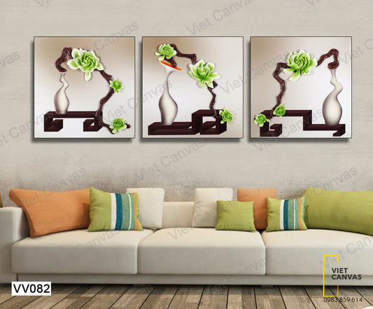 Bộ 3 Tranh Bình Hoa - VV082