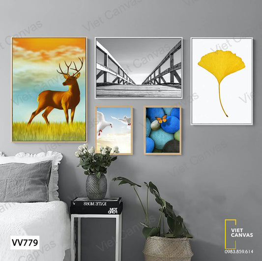 Bộ 5 Tranh Chú Hưu Và Cây Cầu - VV779