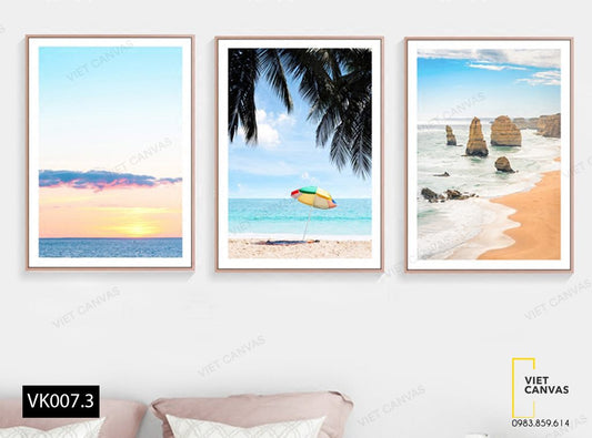 Bộ 3 Tranh Biển Cả Tươi Mát - VK007.3