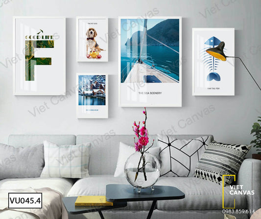 Bộ 5 Tranh Dòng Sông Và Xương Cá - VU045.4