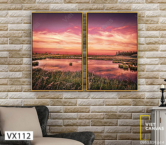 Bộ 2 Tranh Bầu Trời Tím Và Dòng Sông - VX112