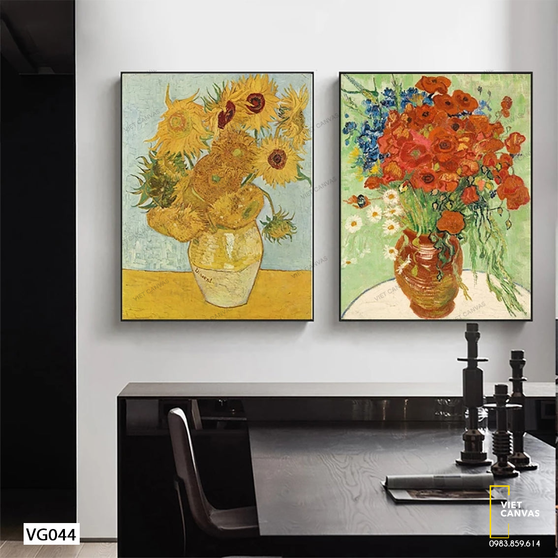 Bộ 2 Tranh Bình Hoa Van Gogh - VG044