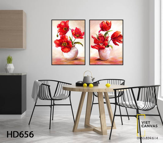 Bộ 2 Tranh Bình Hoa Đỏ - HD656