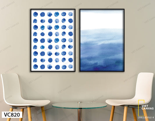 Bộ 2 Tranh Trừu Tượng Trắng Xanh - VC820