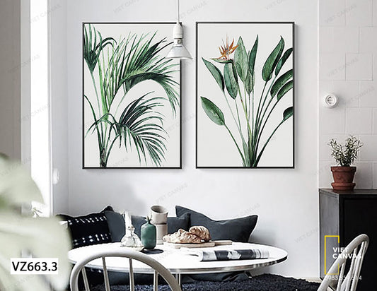 Bộ 2 Tranh Cành Lá Xanh Tươi - VZ663.3
