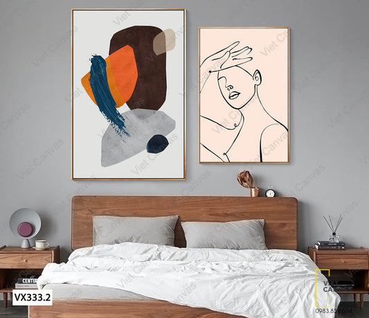 Bộ 2 Tranh Cô Gái Và Trừu Tượng - VX333.2