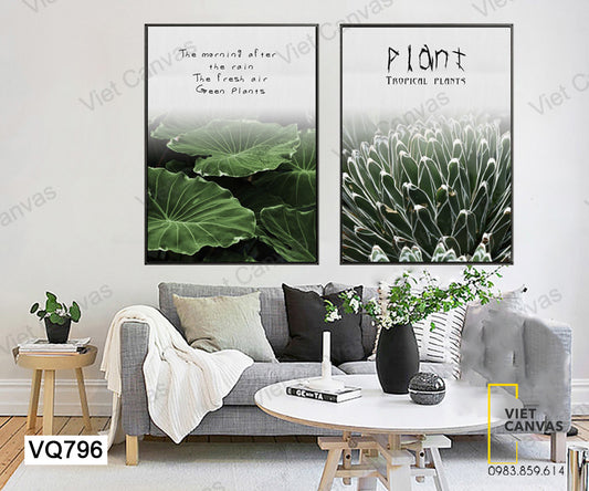 Bộ 2 Tranh Cây Lá Màu Xanh - VQ796