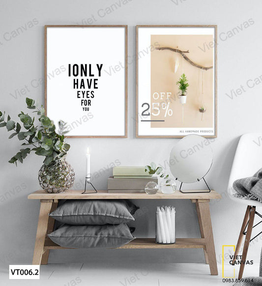 Bộ 2 Tranh Chậu Cây Và Quotes - VT006.2
