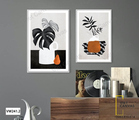 Bộ 2 Tranh Chậu Lá Cây - VW241.2