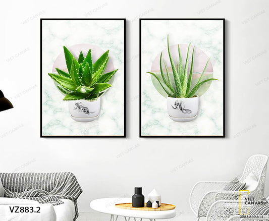 Bộ 2 Tranh Chậu Lô Hội - VZ883.2