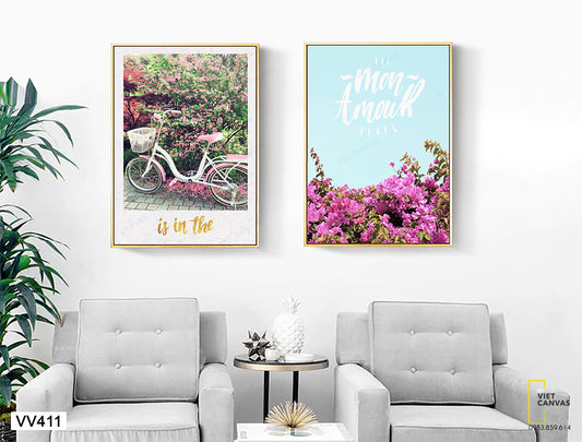 Bộ 2 Tranh Chiếc Xe Đạp Và Giàn Hoa Giấy - VV411