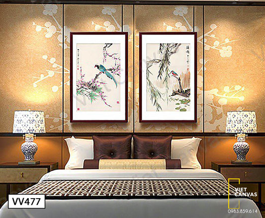 Bộ 2 Tranh Cành Cây Và Những Chú Chim - VV477