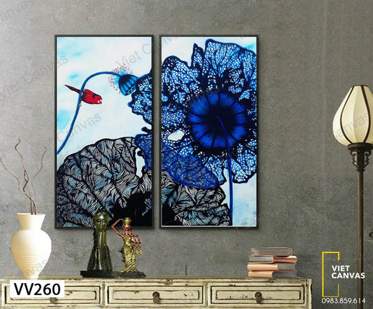 Bộ 2 Tranh Bông Hoa Xanh - VV260