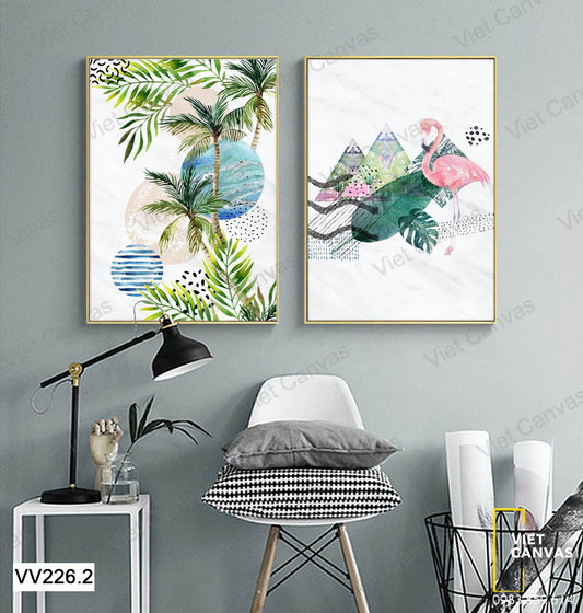 Bộ 2 Tranh Hồng Hạc Và Cây Dừa - VV226.2