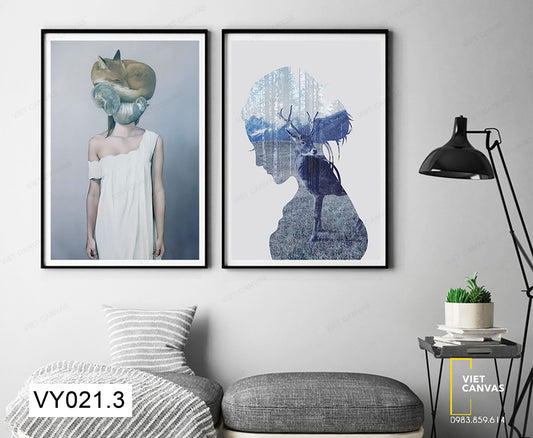 Bộ 2 Tranh Cô Gái Và Hươu - VY021.3
