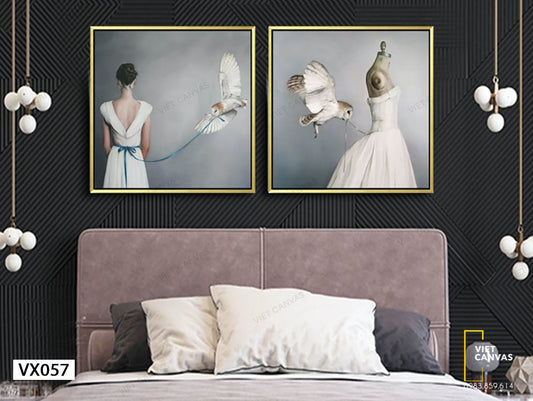 Bộ 2 Tranh Cô Gái Trong Chiếc Áo Cưới Lộng Lẫy - VX057