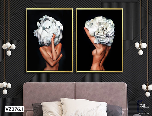 Bộ 2 Tranh Cô Gái Với Đóa Hoa - VZ276.1