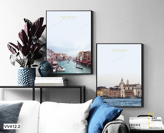 Bộ 2 Tranh Thành Phố Và Con Sông - VV412.2