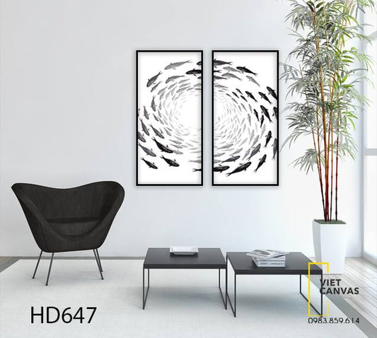 Bộ 2 Tranh Đàn Cá Tung Tăng - HD647