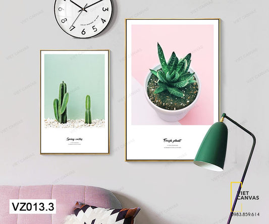 Bộ 2 Tranh Sen Đá Và Xương Rồng - VZ013.3