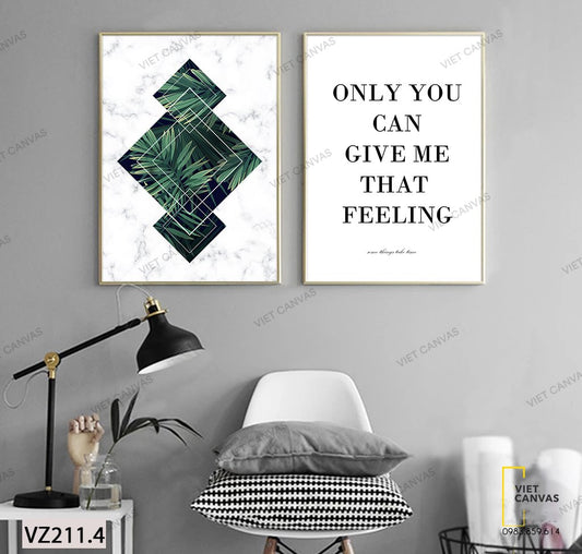 Bộ 2 Tranh Lá Xanh Và Quotes - VZ211.4