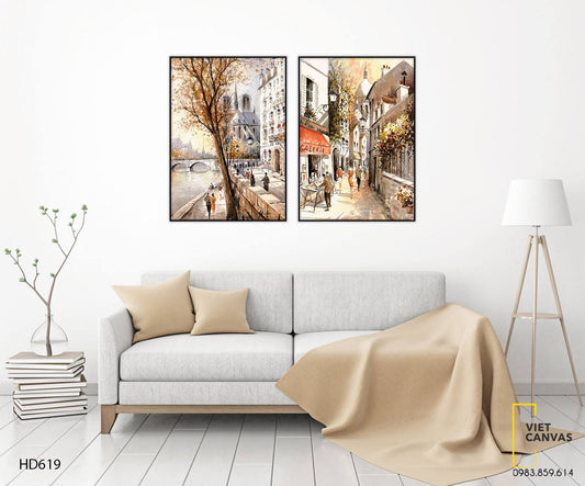 Bộ 2 Tranh Góc Phố Thênh Thang - HD619