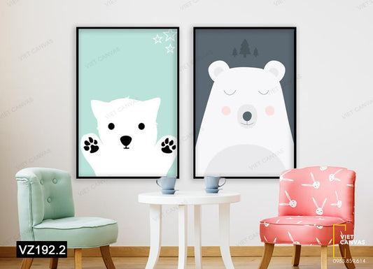 Bộ 2 Tranh Hai Chú Gấu Dễ Thương - VZ192.2
