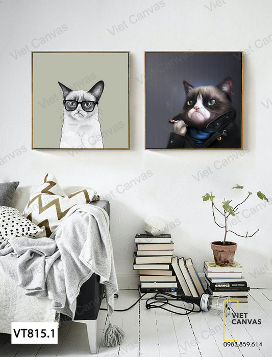 Bộ 2 Tranh Hai Chú Mèo - VT815.1